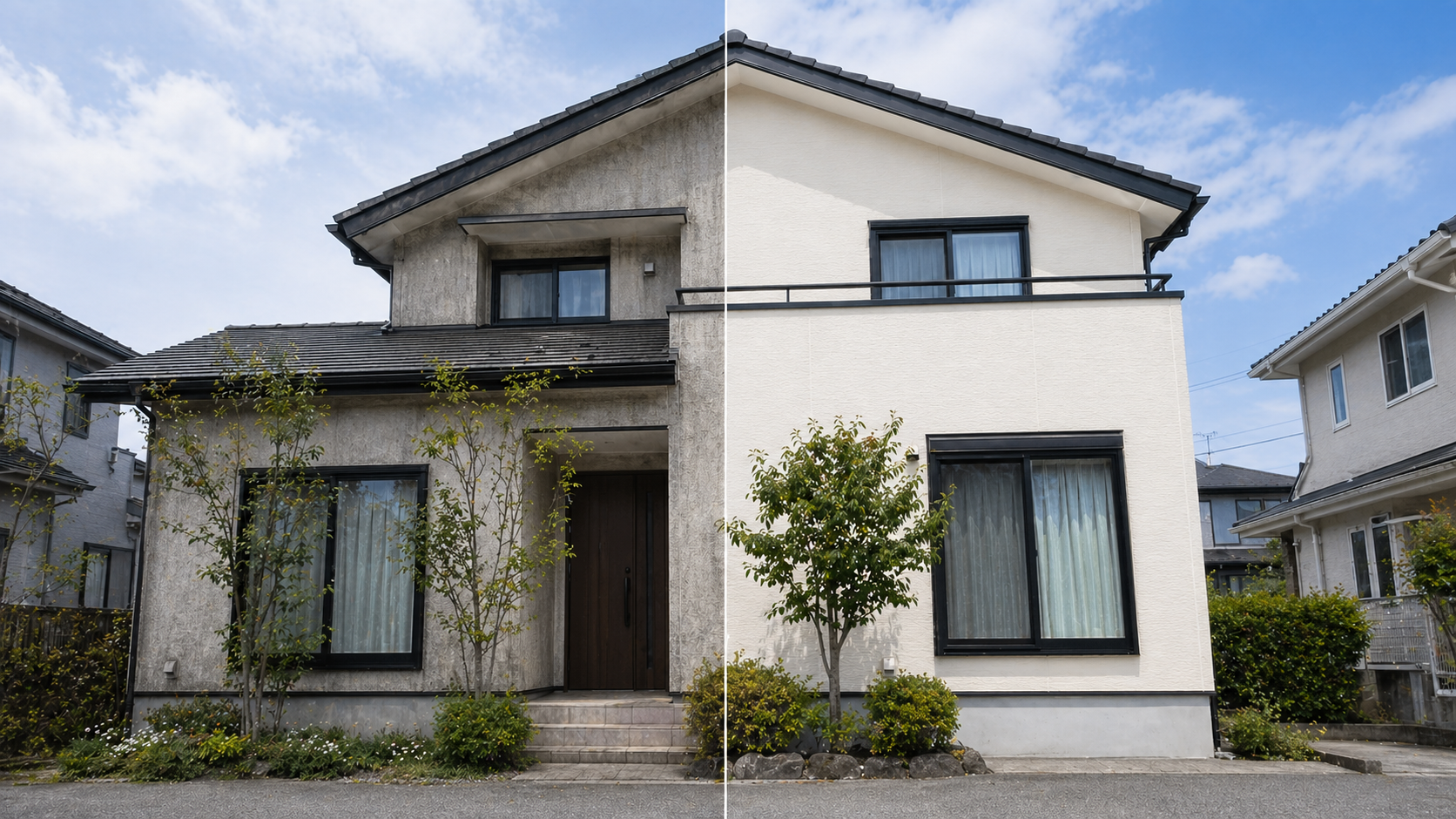 外壁塗装前後の住まいの変化イメージ